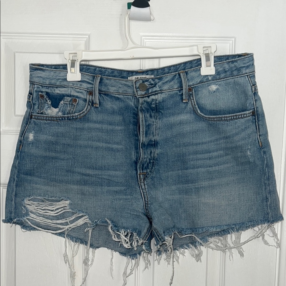 GRLFRND - Denim Blue Distressed Women's Shorts